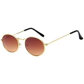 Goggle Vintage Retro Oval Sunglasses Ellipse Metal Frame Glasses Trendy Fashion Shades - F - CH18UH9WHEX $19.37