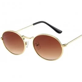 Goggle Vintage Retro Oval Sunglasses Ellipse Metal Frame Glasses Trendy Fashion Shades - F - CH18UH9WHEX $10.88