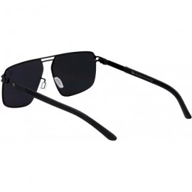 Aviator Aero Plane Bridgeless Double Top Bar Flat Thin Frame Aviators Sunglasses - Gold Black - CT199LWKS43 $32.81