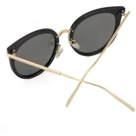 Round Cat Eye Sunglasses for Women Fashion-Vintage Retro Stylish Polarized Eyewear 100% UV Protection - 3165black - CE18T4UMQ...