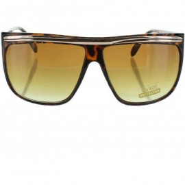 Shield Eyewear Polished Metal Brow Details 58mm Shield Sunglasses - Brown - C011LMUM1J7 $10.69