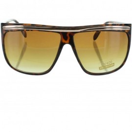 Shield Eyewear Polished Metal Brow Details 58mm Shield Sunglasses - Brown - C011LMUM1J7 $20.48