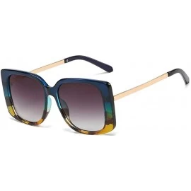 Rectangular UV400 Women Sunglasses Rectangular Vintage Retro Bold Square Multi Tinted Frame - Tortoise Blue - C91963Z9EQK $28.58