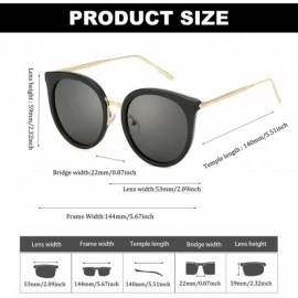 Round Cat Eye Sunglasses for Women Fashion-Vintage Retro Stylish Polarized Eyewear 100% UV Protection - 3165black - CE18T4UMQ...