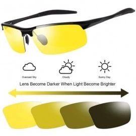 Semi-rimless Men's Photochromic Polarized Sunglasses Day and Night Driving Sports Glasses - 8177 Yellow - CE192DU5E27 $18.29