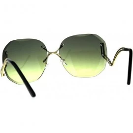 Butterfly Womens Luxury Rimless Designer Fashion Butterfly Sunglasses - Green Yellow - CY18CGO6QOD $14.10