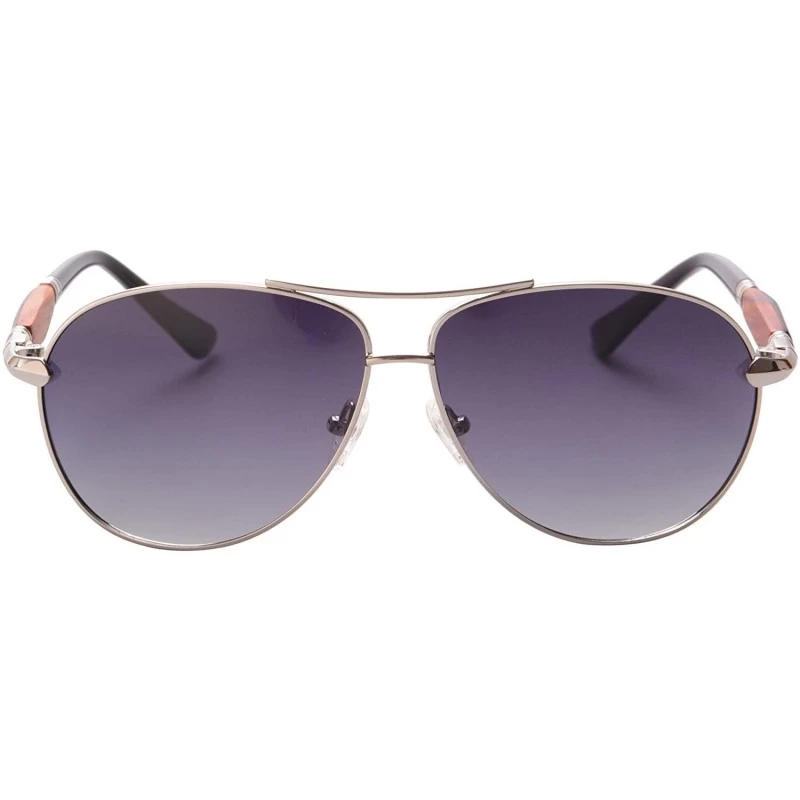 Oval Metal Frame Unisex Polarized Sunglasses UV400 Glasses-SG1567175777879 - 1579 Silver&ebony/Redsandalwood - CF18LTAY6N8 $7.92
