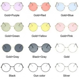 Round Retro Round Pink Sunglasses Women Brand Designer Sun Glasses For Women Alloy Mirror Female - Silver - CJ190L6C87Q $27.08