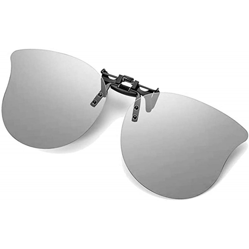 Cat Eye Polarized Cat Eye Clip-on Sunglasses Anti-Glare UV Protection Sunglasses Over Prescription Glasses - Silver - CD198GD...