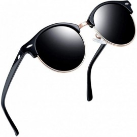 Rectangular Semi Rimless Polarized Sunglasses Women Men Retro Brand Sun Glasses - Shiny Black - CY183QUH5SI $29.62