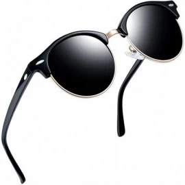 Rectangular Semi Rimless Polarized Sunglasses Women Men Retro Brand Sun Glasses - Shiny Black - CY183QUH5SI $25.01