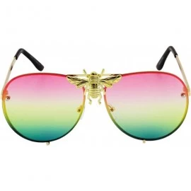 Shield Pilot Sunglasses Oversize Metal Frame Vintage Retro Men Women Shades - Pink/Yellow/Green - CN18RIA8O42 $11.26
