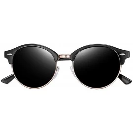Rectangular Semi Rimless Polarized Sunglasses Women Men Retro Brand Sun Glasses - Shiny Black - CY183QUH5SI $25.01