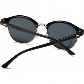 Rectangular Semi Rimless Polarized Sunglasses Women Men Retro Brand Sun Glasses - Shiny Black - CY183QUH5SI $11.19