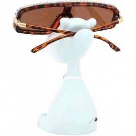 Oversized Oversize Shield Visor Sunglasses Flat Top Mirrored Mono Lens - Leopard - CG18RW90D6K $19.51