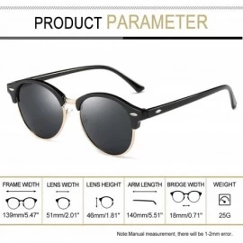 Rectangular Semi Rimless Polarized Sunglasses Women Men Retro Brand Sun Glasses - Shiny Black - CY183QUH5SI $25.01