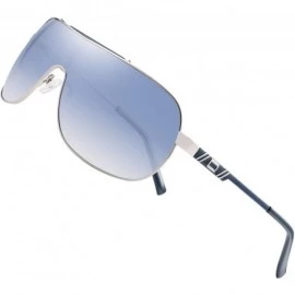 Sport A pair of goggles sunglasses shield trendy eyewear for sports UV400 - Silver/Blue - CJ18AS92OHL $18.35