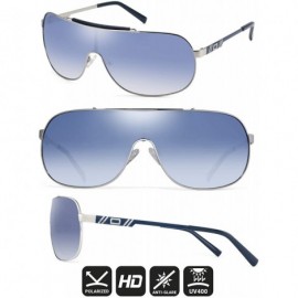 Sport A pair of goggles sunglasses shield trendy eyewear for sports UV400 - Silver/Blue - CJ18AS92OHL $18.35