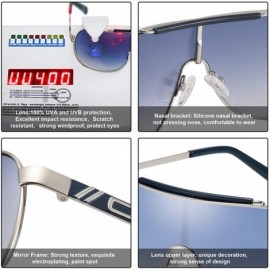 Sport A pair of goggles sunglasses shield trendy eyewear for sports UV400 - Silver/Blue - CJ18AS92OHL $18.35