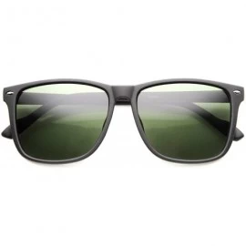 Wayfarer Thin Armed Casual Fashion Rectangular Horn Rimmed Frame with Green Tinted Lens Sunglasses - Black - CC122XJTPVR $18.57