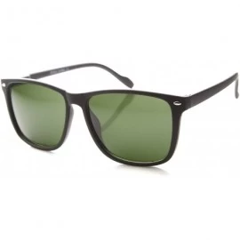 Wayfarer Thin Armed Casual Fashion Rectangular Horn Rimmed Frame with Green Tinted Lens Sunglasses - Black - CC122XJTPVR $11.64