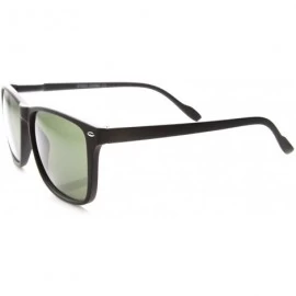 Wayfarer Thin Armed Casual Fashion Rectangular Horn Rimmed Frame with Green Tinted Lens Sunglasses - Black - CC122XJTPVR $11.64