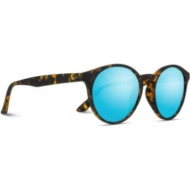 Cat Eye Classic Small Round Retro Sunglasses - Tortoise / Mirror Blue - C612GVZ5XOR $25.96