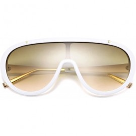 Goggle Oversized One Piece Sunglasses Women Men Fahion Siamese Lenses Retro Design B2580 - White - CI196RENOWC $29.18