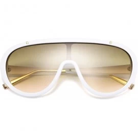 Goggle Oversized One Piece Sunglasses Women Men Fahion Siamese Lenses Retro Design B2580 - White - CI196RENOWC $16.17