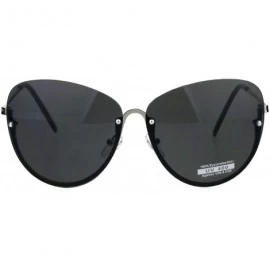 Butterfly Womens Half Rimless Exposed Lens Fashion Butterfly Metal Rim Sunglasses - Silver Black - C818HM87XM5 $22.97