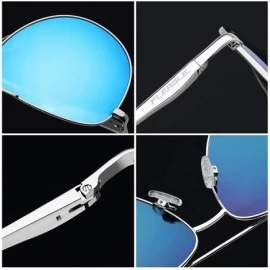 Aviator Aviator Polarized Sunglasses for Men-Women-Sun Shade with UV400 & Spring Hinges - Blue - CK18IL07G6N $12.56