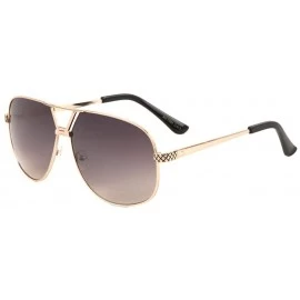 Round Square V Shape Bridge Crossed Line Temple Pattern Modern Round Aviator Sunglasses - Brown Smoke - C1190ITZY0R $12.01