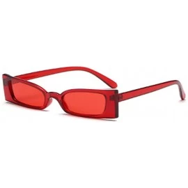 Rectangular Small frame Men and women Sunglasses Fashion Retro Sunglasses - Red - CU18LL0Q7TR $9.41