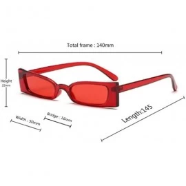 Rectangular Small frame Men and women Sunglasses Fashion Retro Sunglasses - Red - CU18LL0Q7TR $9.41