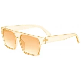 Shield Flat Top Geometric Crystal Color Plastic Shield Sunglasses - Yellow - C1197USK0QY $26.56
