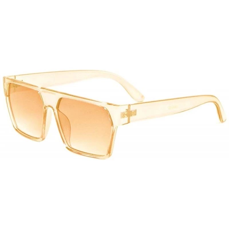 Shield Flat Top Geometric Crystal Color Plastic Shield Sunglasses - Yellow - C1197USK0QY $12.92
