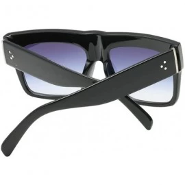 Oval Lady Vintage Big Square Sunglasses Rivet Eyewear Flat Top Sun Glasses - Black Gray - C918TZKSTL7 $14.40