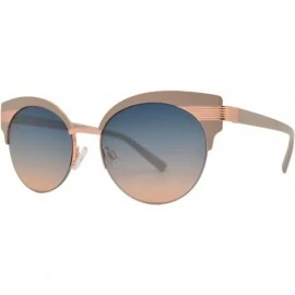 Semi-rimless Semi Rimless Round Lens Metal Cat Eye Sunglasses for Women - Taupe + Blue Pink - CD18OQ6ZOKA $11.24