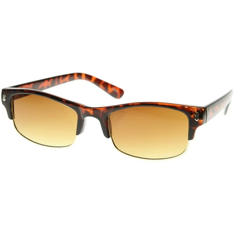 Semi-rimless Thin Designer Inspired Half Frame Semi-Rimless Flat Top Sunglasses (Tortoise) - CM118UR1QAT $8.60