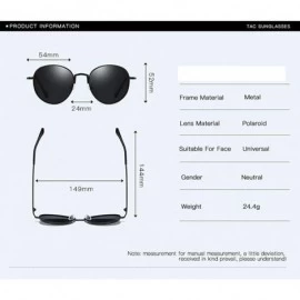 Round Sunglasses Unisex Polarized 100% UV Blocking Fishing and Outdoor Driving Glasses Round Metal Frame Retro - Blue - C718W...