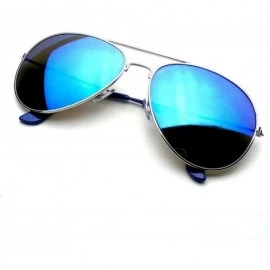 Aviator Unisex Tinted Mirrored Lenses Metal Frame Lightweight Aviator Sunglasses - Mirrored Lenses - Black Blue - CI18E87RRHU...