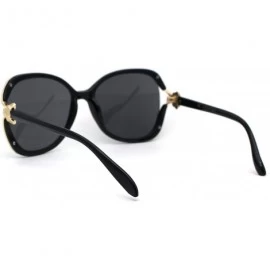 Butterfly Womens Leopard Jewel Emblem Hinge Butterfly Sunglasses - Black Gold Black - CY196WOKGTS $15.26