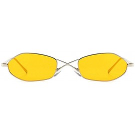 Square 2019 New Lady Fashion Metal Full Frame Square Sunglasses Small Frame Party Sun Glasses UV400 - Yellow - C918OIX9ISO $2...