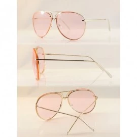 Aviator Retro Rimless Oversize Round Color Tinted Mirrored Sunglasses A031 A032 - Pink - CY186EELWKZ $10.31