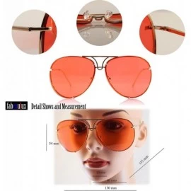 Aviator Retro Rimless Oversize Round Color Tinted Mirrored Sunglasses A031 A032 - Pink - CY186EELWKZ $10.31