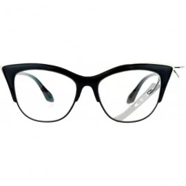 Round Womens High Point Squared Half Rim Look Cat Eye Glasses - Black - CC121RDNISL $9.70