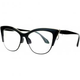 Round Womens High Point Squared Half Rim Look Cat Eye Glasses - Black - CC121RDNISL $9.70