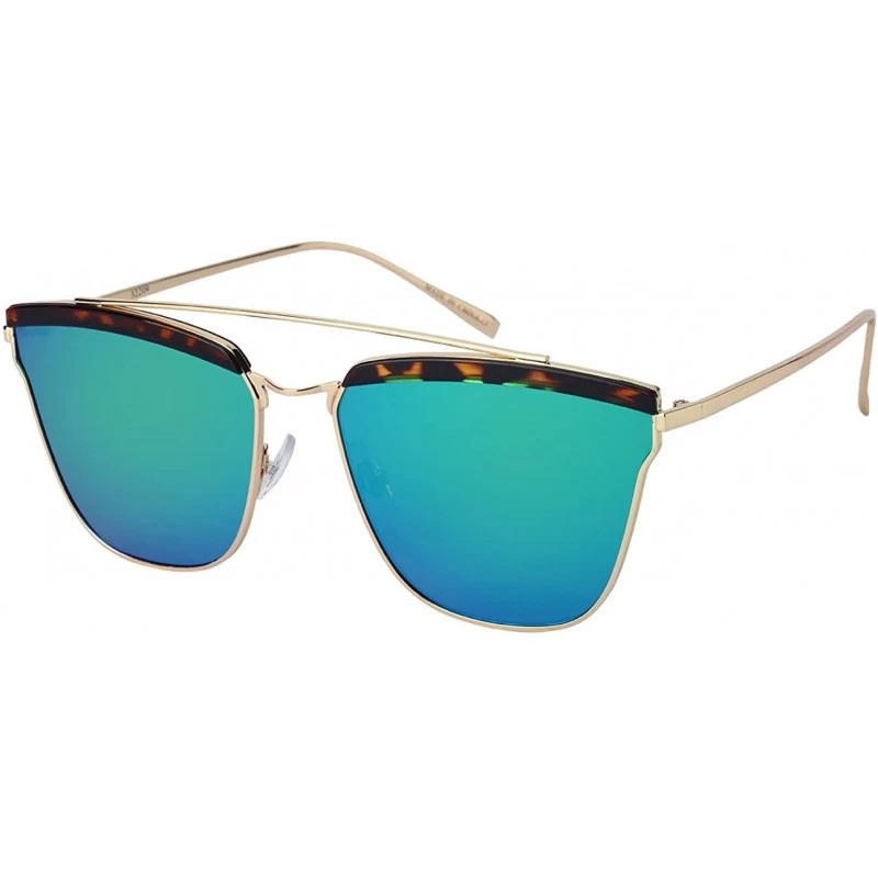 Square Women's Chic Square Sunnies with Flat Color Mirror Lens 32209-FLREV - Demi - CD12OCV6YLS $10.52