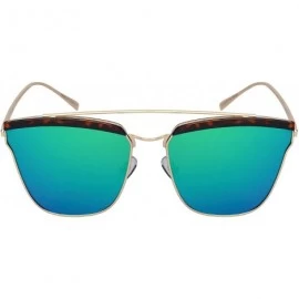 Square Women's Chic Square Sunnies with Flat Color Mirror Lens 32209-FLREV - Demi - CD12OCV6YLS $10.52