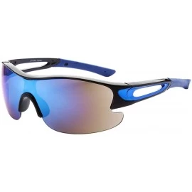 Sport Half Framed Outdoors Sports Sunglasses UV400 - Black Blue Silver Blue - CV12KW9B6IZ $19.17